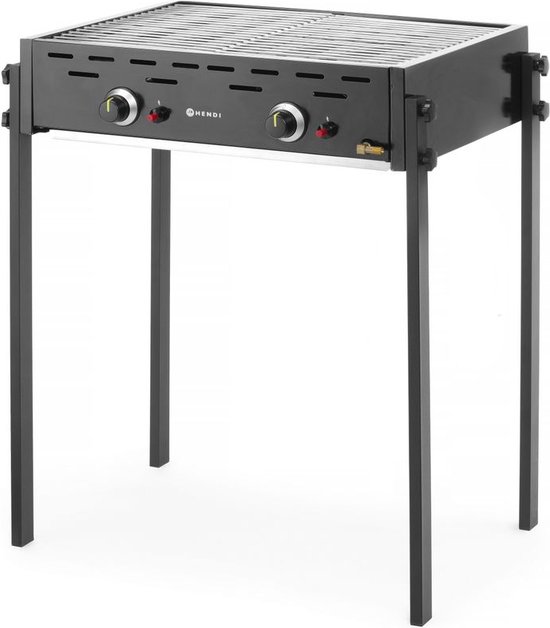 Hendi Roast-Master Pro gasgrill - dubbele branders - zwart - 11,6kW - 790x560x900mm van Hendi