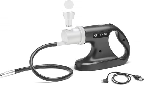 Hendi Rookapparaat - Rookpistool Oplaadbaar - Foodsmoker Professional - 3 Snelheden - 21,5x7x(H)16cm van Hendi