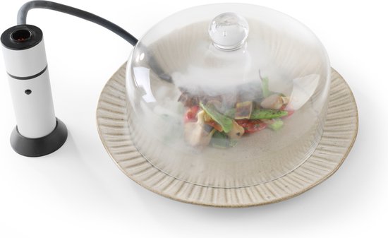 Hendi Rookpistool incl. slang + Glazen stolp Ø27,5x(H)14cm - Rookapparaat koud roken - Smoking gun - Food smoker van Hendi