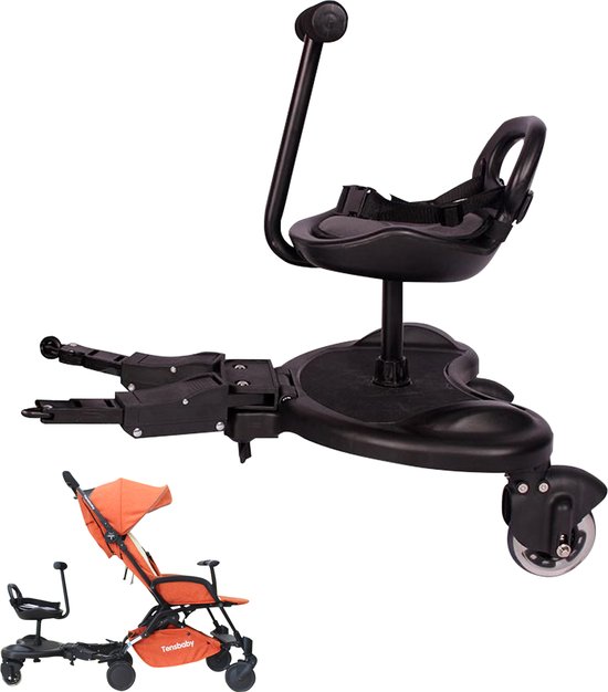 HeppieBabie Universeel Meerijdplankje Deluxe - Met Zitje - Voor Kinderwagen/Buggy - Buggy Board - Met Ebook van HeppieBabie