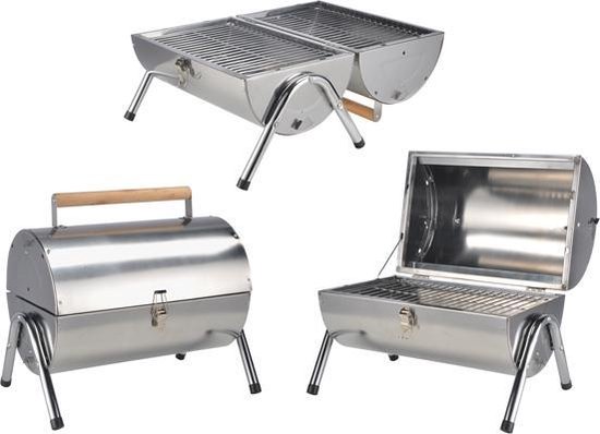 HI Houtskool Barbecue - Tafelbarbecue - RVS - Zilver van HI