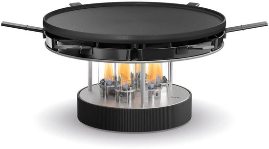 höfats CIRCLE Tafelgrill Pro 35 Plancha-grill voor binnen en buiten, tot 4 uur barbecueën waar je maar wilt zonder stroom en houtskool, traploze temperatuurregeling, van roestvrij staal en gietijzer