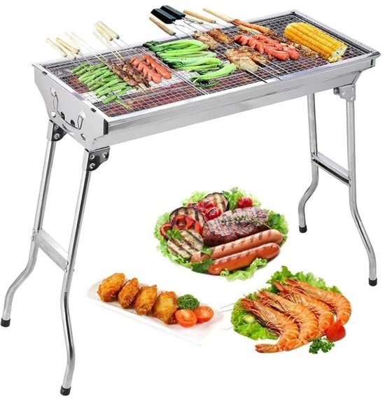 House Of Atelier - Campingbarbecue - Houtskoolgrill - Draagbare Grill - Camping - Opvouwbaar - 5-10 Personen - 73x33x71 cm