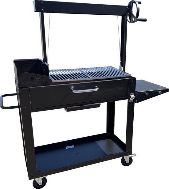 House Of Charcoal - BBQ Parrilla - Argentijnse Houtskoolbarbecue – Zwart - Verstelbaar RVS Rooster – 74 x 45 cm