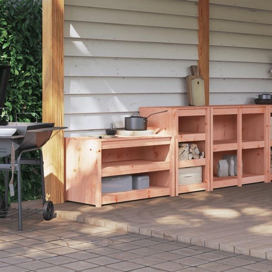 Houten Opbergkasten - Buitenkeukenkasten - Buiten Koken - Massief Douglas - 2 stuks - Natuurlijk