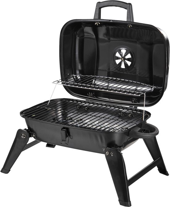 Houtskool barbecue - Camping BBQ - Tafel BBQ - Barbecue - Barbeque - Zwart van Vigor.