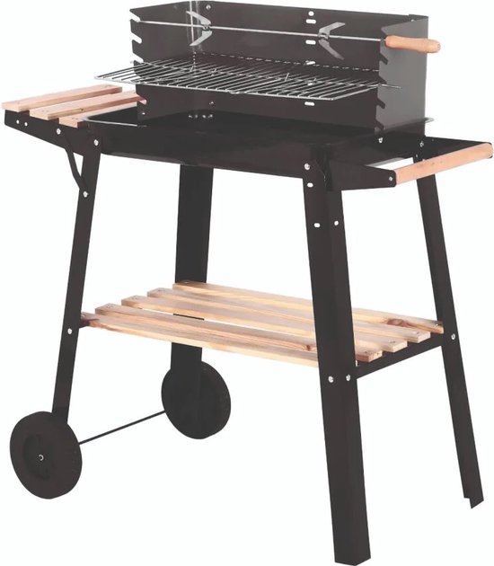 Houtskool Barbecue met Wielen Hout/Zwart van Central Park