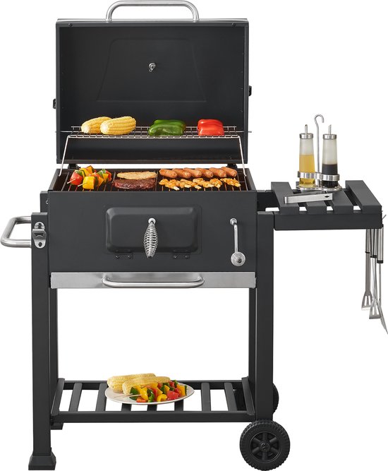 Houtskool BBQ Arnad met deksel 105x114x47,5 cm zwart casa.pro van casa.pro