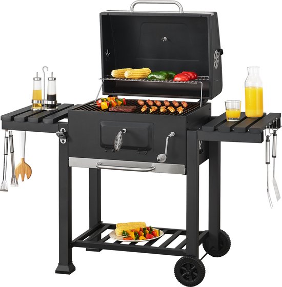 Houtskool BBQ Arnad met deksel 105x135x47,5 cm zwart casa.pro van casa.pro