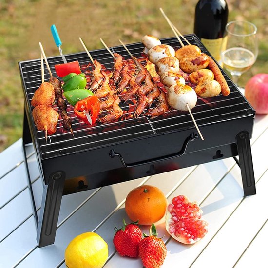Houtskool BBQ - Barbecue - Inklapbaar - Compact - Barbecue Houtskool - Tafel Grill - Camping - Strand - Festival - Zwart van Merkloos