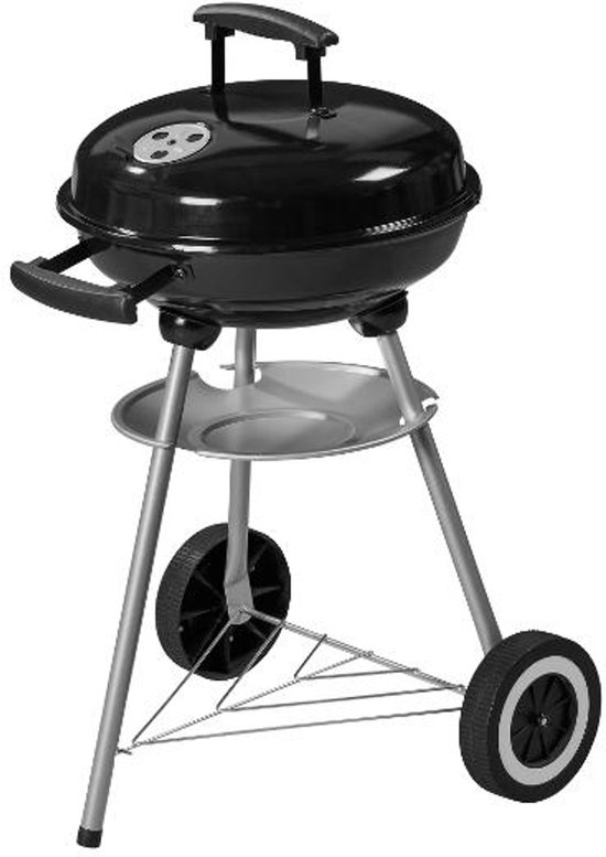 Houtskool BBQ -Goliving Houtskool Barbecue - Ø34cm - Inclusief Accessoires - Houtskoolbarbecues op Wielen - BBQ met Deksel - Rond - - Zwart - Metaal van Goliving
