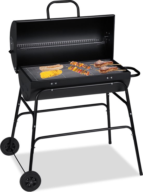 houtskool bbq - met deksel - verstelbare beluchting - stabiel - 96,5 x 103 x 64,5 cm - zwart van BluMill