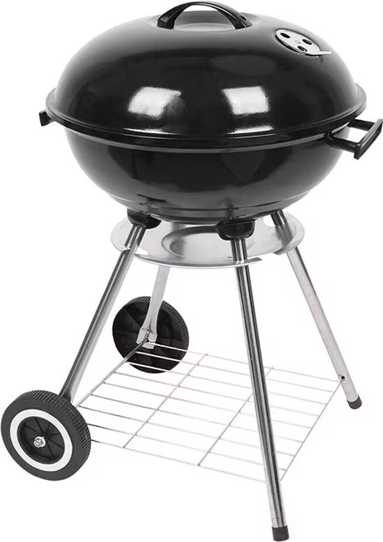Houtskool BBQ - Rond met Deksel - Bol - ø 44 x 70 cm - Incl Wielen - incl handvatten - Staal