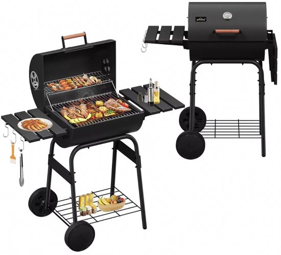Houtskool BBQ - Smoker - Barbecues - Grill wagen met thermometer - Stevig - EU gecertificeerd - Zwart van MAXXgarden