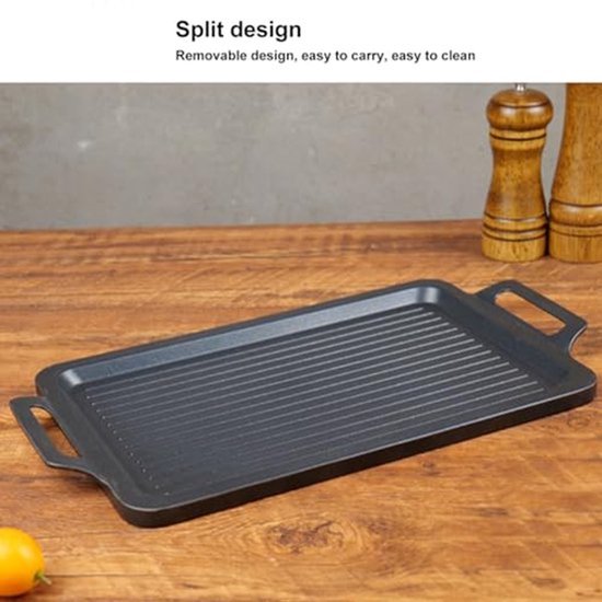 Houtskool Grill, Draagbare Lichtgewicht Rookvrije Grill, Tafel Barbecue, Alcohol Kachel, Binnen Grill met 27 X 20 cm Verwijderbare Grillplaat, Houten Basis voor Kamperen, #311, modern van Merkloos