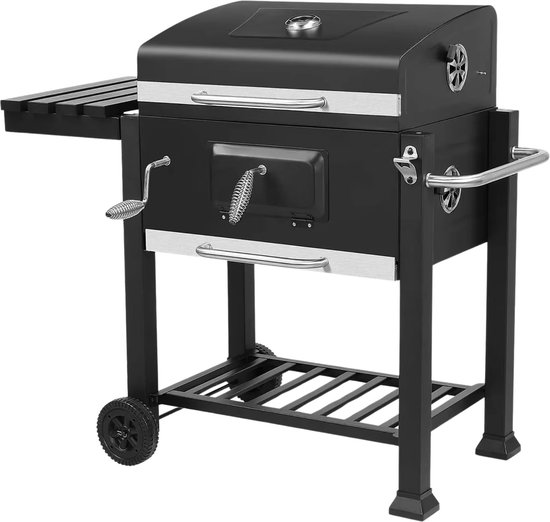 Houtskool grill op wieltjes - Voor 5 tot 10 personen - Houtskoolbarbecues - Briketten - Met deksel - Thuis of camping van BBGRILL