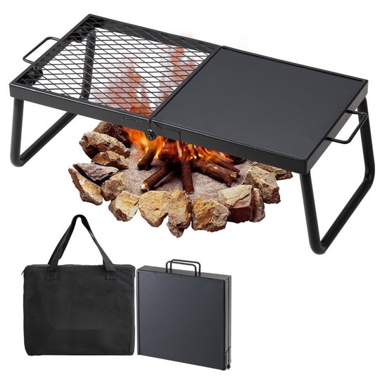 Houtskoolbarbecue (BBQ) - Opvouwbare Tafelbarbecue/Campinggrill - Draagbaar - Afmeting 57 x 28,5 x 23 cm - Tot 300 °C - Inclusief Grillrooster & Grillplaat - Voor Camping & Tuin van Merkloos