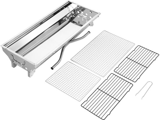 Houtskoolbarbecue, campinggrill, houtskool, opvouwbare grill, draagbare grill, voor camping, tuin, picknick, feest, 73 x 33 x 71 cm, voor 5-10 personen van Merkloos
