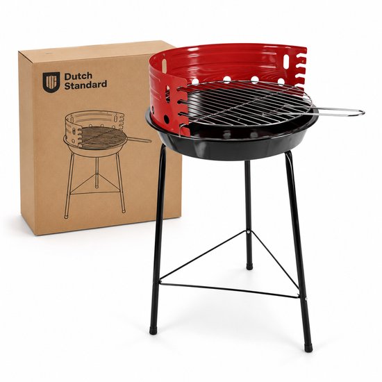 Houtskoolbarbecue – Compacte BBQ met Windscherm – Verstelbaar Rooster – Ø 38 cm