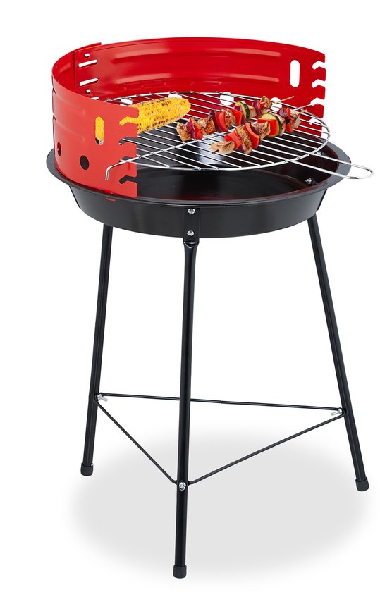 houtskoolbarbecue driepoot - Ø 30 cm - verstelbaar rooster - windvanger van Woodfeeling