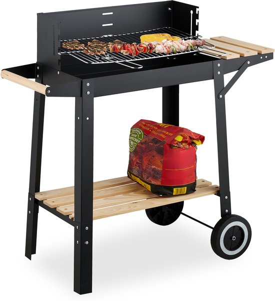 houtskoolbarbecue - met wielen - in hoogte verstelbaar rooster - windvanger van Central Park