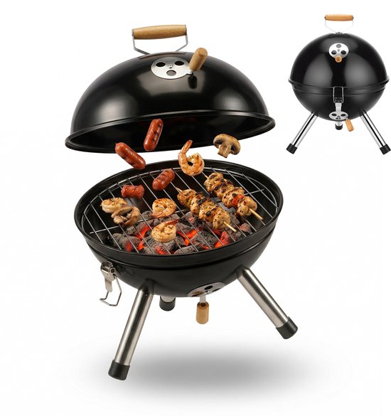 Houtskoolbarbeue - rooster Ø 28,5cm - draagbaar