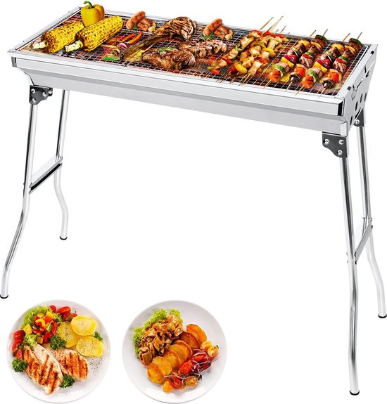 Houtskoolgrill, campinggrill, houtskool, klapgrill, draagbare grill, voor camping, tuin, picknick, feest, 73 x 33 x 71 cm, voor 5-10 personen van Proton.
