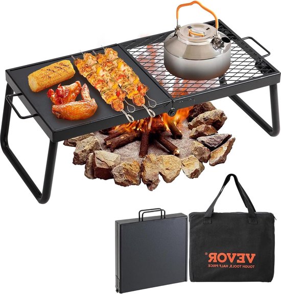 Houtskoolgrill klapgrill tafelgrill 570 x 285 x 230 mm 6 kg belastbaar - draagbare reisgrill voor outdoor campinggrill - 300 °C grillrooster + grillplaat - tuinfeesten picknick terras van Merkloos