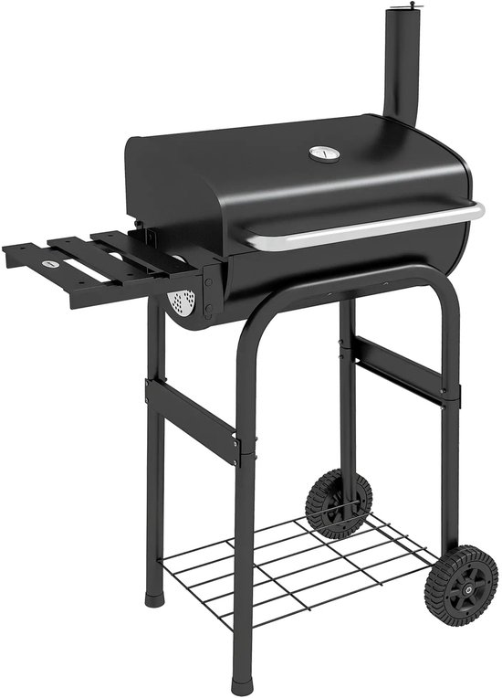 Houtskoolgrill Smoker BBQ-Grill, 1 Plank, inclusief Thermometer, 83 x 46,5 x 115 cm, Zwart van Tepro