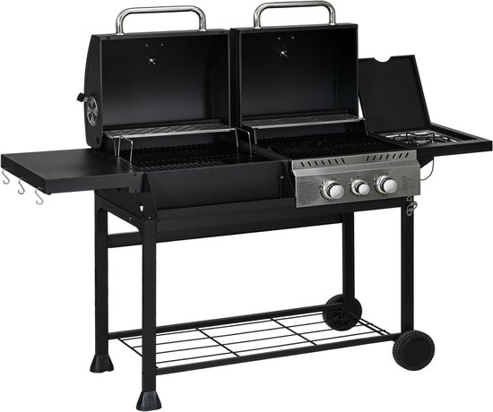 Houtskoolgrills XXL, Barbecue Grill Trolley, Houtskoolgrill met Deksel, Houtskool-Grillwagen-Hoogte Verstelbaar-BBQ Grill met Thermometer-BBQ Rookoven-BBQ Barbecue voor Camping-Grijs