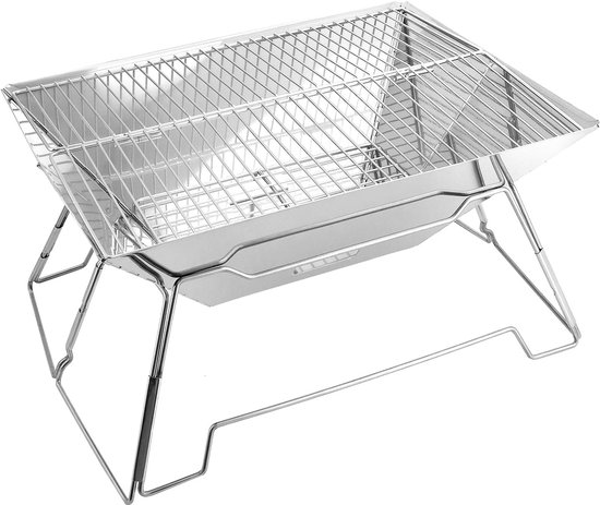 Ibenzoa® Opvouwbare rechthoekige roestvrijstalen vuurschaal voor tuin en buitenactiviteiten van Ibenzoa