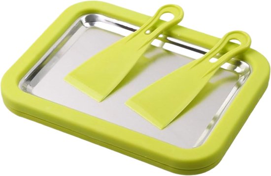 IJs Rolletjes Maker - Gebakken Yoghurt Machine - Thuis Desserts Maken - Inclusief Twee Schrapers - Draagbaar Formaat - Groen van Merkloos