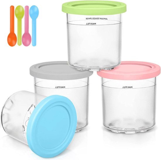 IJshouders voor ijs set van 4 - houder met deksels - reservecontainers voor Ninja Creami - compatibel met NC301 NC299AMZ NC300 - ijsmachines - 4 stuks van AIEVE