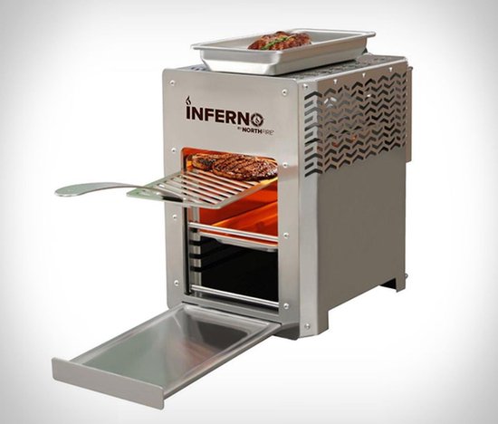 Inferno Northfire grill barbecue infrarood op gas aluminium 16 kilo ingebouwde opvangschaal tafel/camping barbecue van Northfire