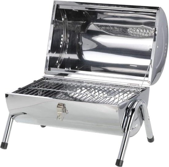 Inklapbare Mobiele Houtskoolgrill van Roestvrij Staal - Draagbaar en Ideaal voor Onderweg - 46 x 28 x 36 cm Barbecue van Merkloos