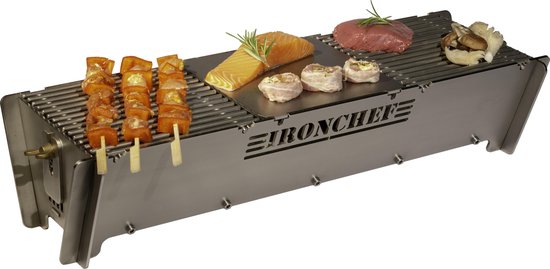 IRONCHEF HOUTSKOOL BARBECUE BBQ-L RVS van Merkloos
