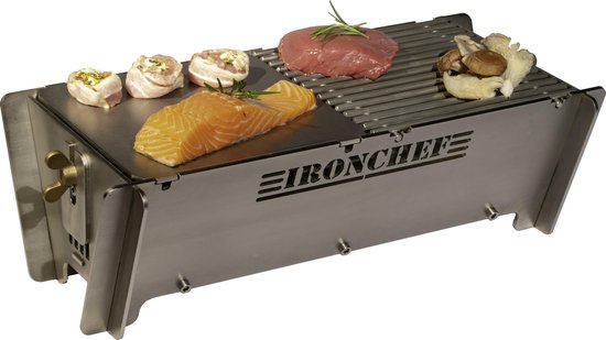 IRONCHEF HOUTSKOOL BARBECUE BBQ-M RVS van Merkloos