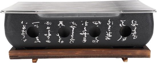 Japanse stijl BBQ-grill campingstove met bord brandstofreservoir - draagbare voet kolenoven voor thuis - barbecuegereedschap - 36 x 18 x 13 cm van Relaxdays