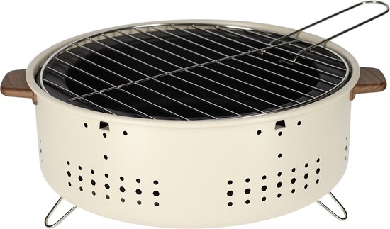 JENS Living houtskool tafel BBQ - Ronde BBQ - Tafel barbecue - 32 CM - Créme van Merkloos