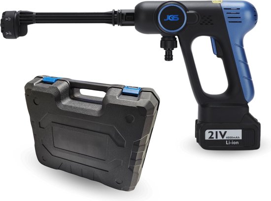 JGS Draadloze Hogedrukreiniger met Upgrade 4000mAh Accu - Inclusief Accessoires - Ideaal voor Auto’s en Meer - Handige Koffer van JGS