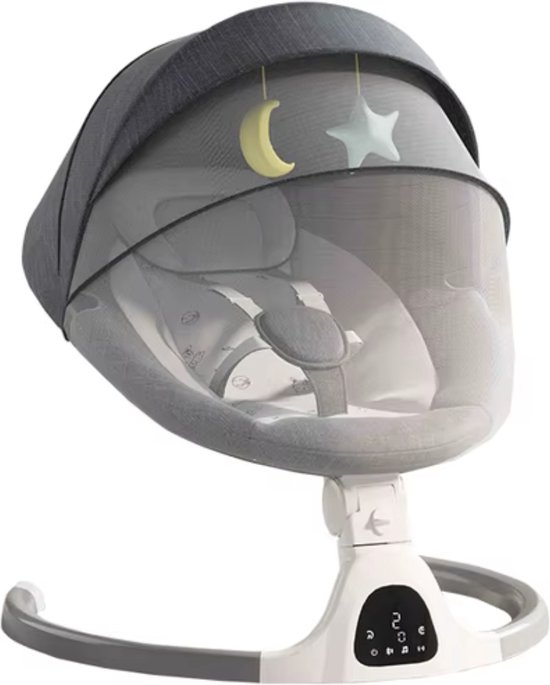 J&R Elektrische Wipstoel - Wipstoel - Babystoel - Baby Swing - Schommelstoel - Elektrisch - Afstandsbediening - Bluetooth voor muziek - Grijs van J&R
