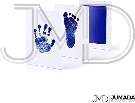 Jumada's Baby Voet- en Handafdruk Inktset - Baby Cadeau - Inclusief 2 Witte Kaartjes - Inktkleur Blauw van Jumada's