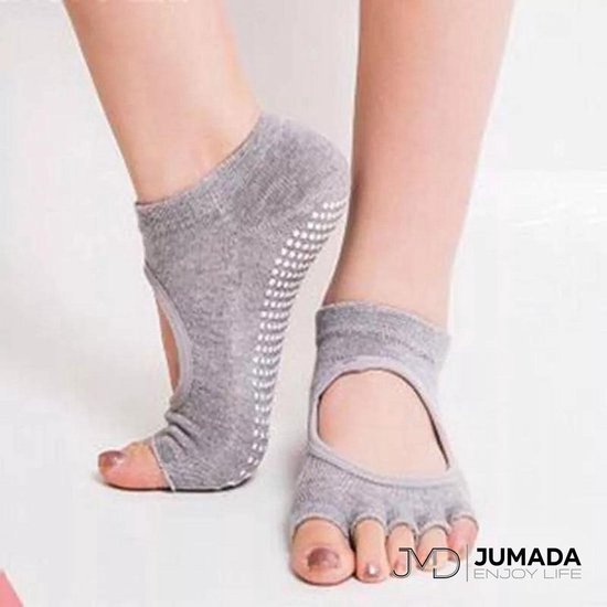Jumada's Yogasokken - Pilatessokken - Antislip Sokken - 'Ballerina' Sokken - Grijs van Jumada's