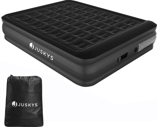 Juskys Zelfopblaasbaar Luchtbed Sapri L - Zwart - 197 x 154 x 45 cm - Incl. Opbergtas van Juskys
