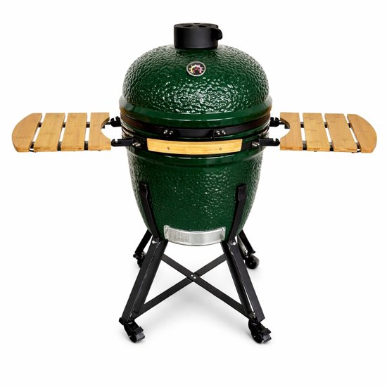 Kamado 21 Inch Large BBQ – Keramische Barbecue Groen – Multi Level Cooking System – Incl. Hoes, Extra Rooster & Wokring – 46 cm Grill – Compleet Pakket van Merkloos