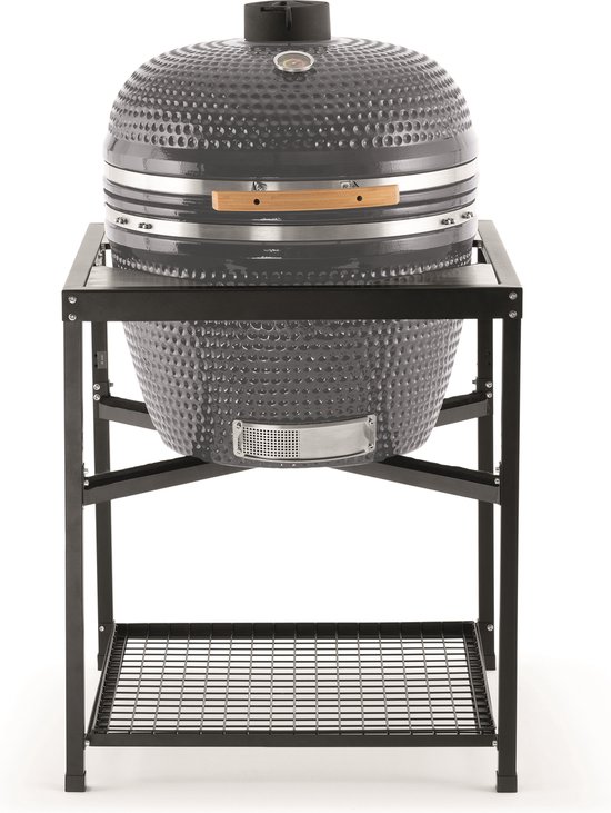 Kamado 26 inch by Landmann Grijs - Tafelmodel - 57 cm grilloppervlak - Met thermometer - Met onderstel, wieltjes en handgrepen - Dubbelwandig & geÃ¯soleerd - BBQ Egg van Merkloos