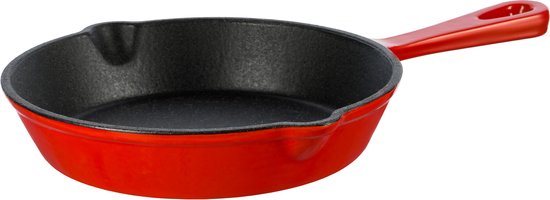Kamado Grand Feu Gietijzeren Pan Emaille Rood 15,5 cm