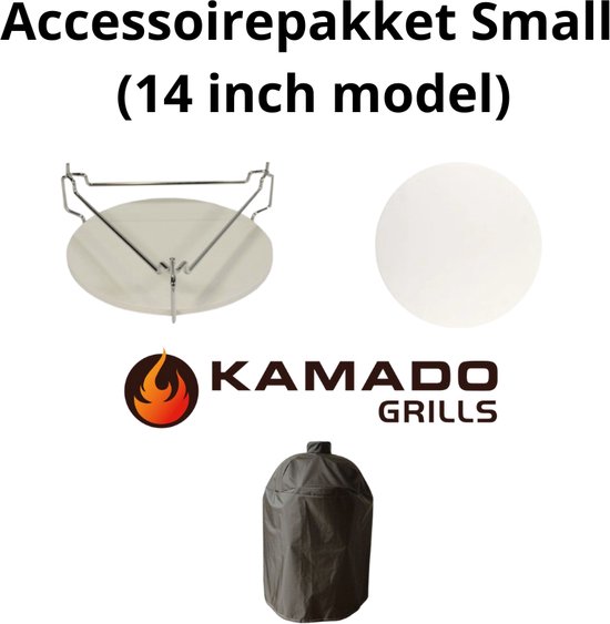 Kamado Grills - Accessoirepakket - 14 inch kamado - Regenhoes, Deflector en Pizzasteen van Merkloos