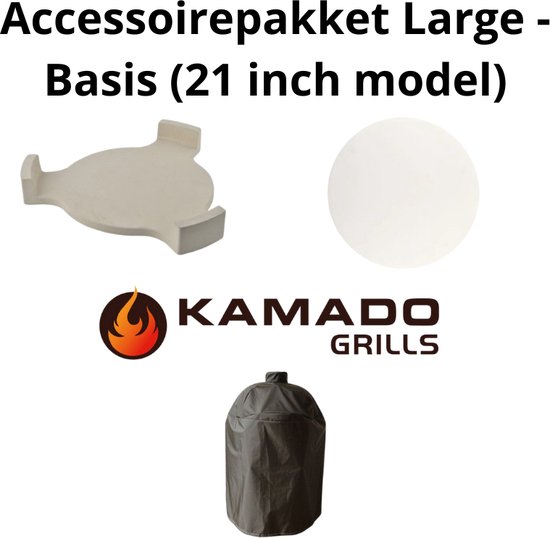 Kamado Grills - Accessoirepakket - 21 inch kamado - Regenhoes, Deflector en Pizzasteen van Merkloos