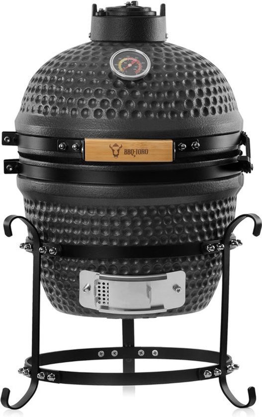 Kamado Houtskoolbarbecue – Keramische Grill – Mini BBQ – Houtskool Grill – Compacte Barbecue – Thermometer In Deksel – Geglazuurd Keramiek Met Krakelee Effect van Merkloos